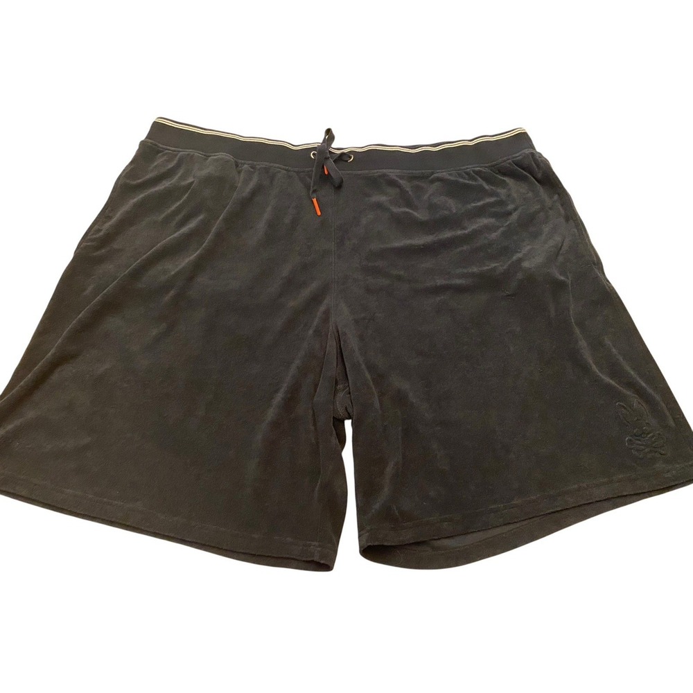 Psycho Bunny Velour Shorts Mens 4XLT Black Embroidered Logo Big & Tall Lounge